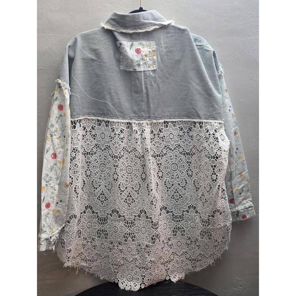 POL Patchwork Lace Button-Up Jacket | Boho Cottag… - image 2